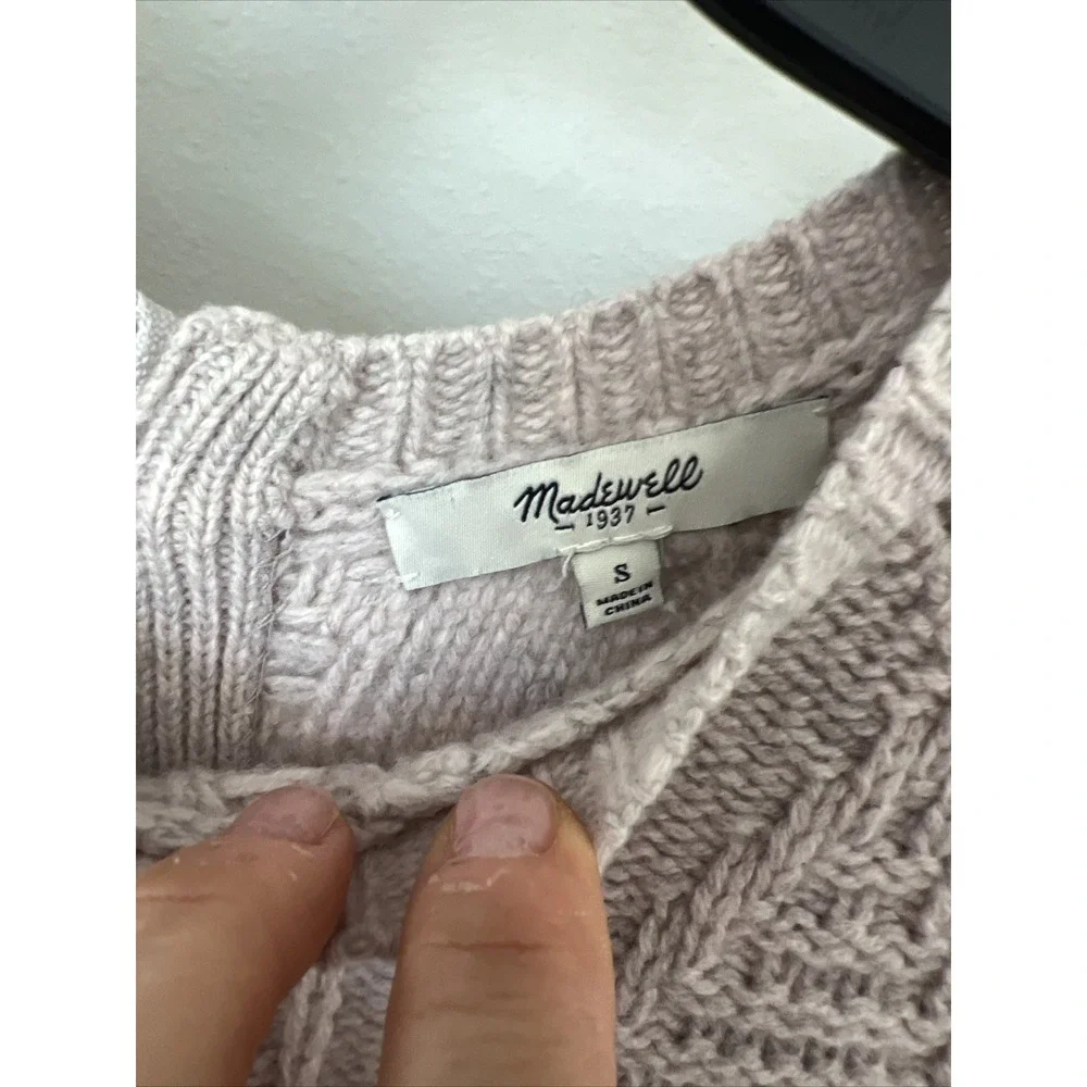 Madewell Women's 100% Merino‎ Soft Wool Back Zip Sweater Blush Sz Small